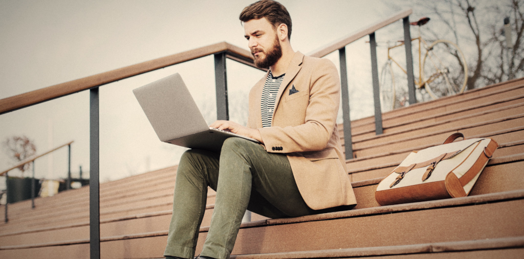 A man using a laptop