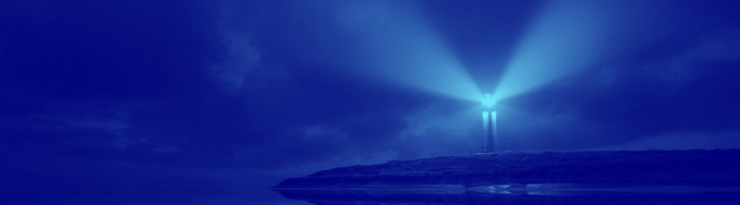 A lighted lighthouse